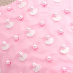 Mark & Mia Woven Sleeveless Party Dress With Pearl Embellishments & Floral Applique Detailing - Pink image 4