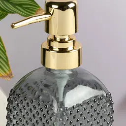Kookee Grey & Gold Toned Textured Glass Soap Dispenser 400ml image 3