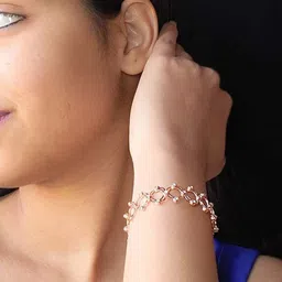 INARI SHINES 925 Silver Rose Gold-Plated Zircon Studded Ring Bracelet-picture-13