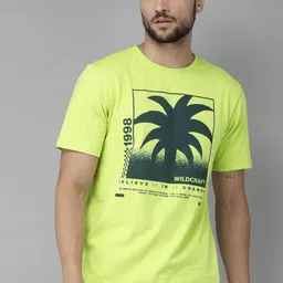 Wildcraft Men Lime Green Printed Round Neck Pure Cotton T-shirt-picture-29