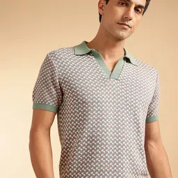 French Connection Self-Design Geometric Polo Collar Pure Cotton T-shirt-picture-36