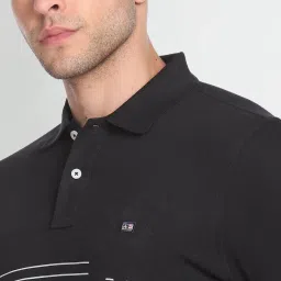 Arrow Sport Black Cotton Regular Fit Striped Polo T-Shirt image 5