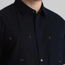Jack & Jones Navy Blue Cotton Regular Fit Shirt image 5