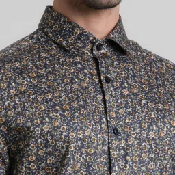 Jack & Jones Black Iris Cotton Slim Fit Printed Shirt image 5