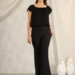 Juniper Black Modal Rayon Women Partially Elasticated Bell Bottom Pants With Single Side Pocket image 5