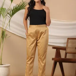 Juniper Gold Solid Lycra Women Drawstring Pants With Single Side Pocket image 5