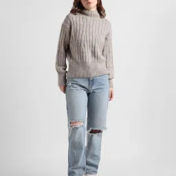 Only Beige Self Design Pullover image 5