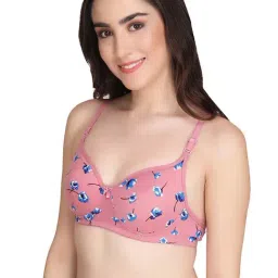 AROUSY Pink & Grey Cotton Printed T-Shirt Bras - Pack Of 2 image 3