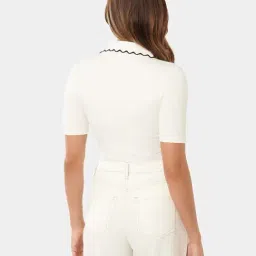 Forever New Nila Short Sleeve Scallop Polo Top image 2