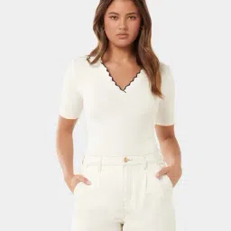 Forever New Nila Short Sleeve Scallop Polo Top-picture-21