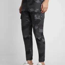 Peter England Grey Cotton Regular Fit Camouflage Joggers image 2