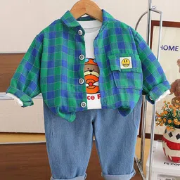StyleCast x Revolte Boys Checked Pure Cotton T-shirt and Shirt with Trouser-picture-29