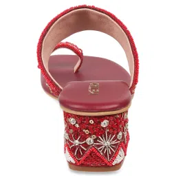 Metro Women's Red Toe Ring Sandals image 5
