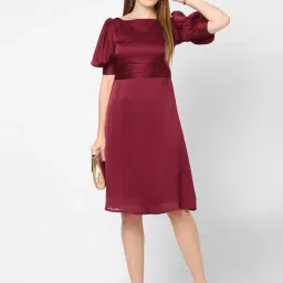MISH Maroon Midi A Line Dress-picture-27