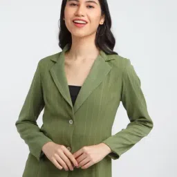 Zink London Green Striped Blazer-image-91