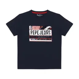 Pepe Jeans Kids Navy Cotton Embellished T-Shirt-image-36