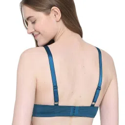 Wacoal Turquoise Cotton Lace Work Push-up Bra image 2