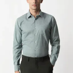 Van Heusen Green Cotton Slim Fit Checks Shirt-image-43
