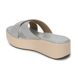 Yoho Women's Grey Cross Strap Wedges image 5