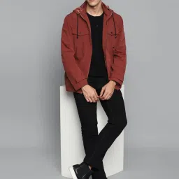 Allen Solly Maroon Cotton Regular Fit Hooded Jacket image 5