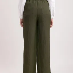 FableStreet Green Cotton Parallel Trousers image 2