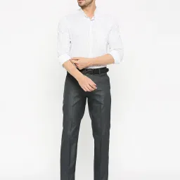 SOLEMIO Navy Slim Fit Flat Front Trousers image 5