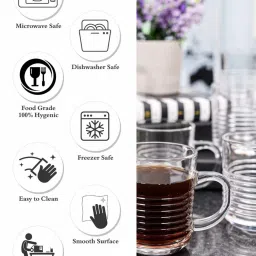 Goodhomes Transparent Glass Coffee Mugs (220 ml) - Set of 6 image 5