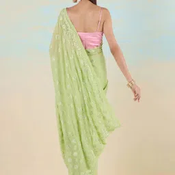 navyasa by liva Green Embroidered Saree With Unstitched Blouse image 2