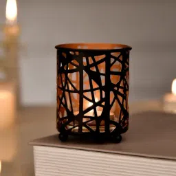 Tayhaa Black Metal Cutout Tealight Holder-picture-28