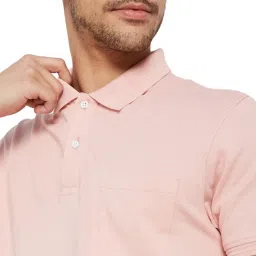 Octave Suede Pink Cotton Regular Fit Polo T-Shirt image 5