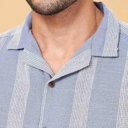 7 Alt by Pantaloons Blue Cotton Relaxed Fit Striped Shirt image 5