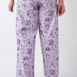 Bewakoof Purple Print Cotton Regular Fit Pyjamas image 2