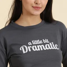 showoffff SHOWOFF Grey Cotton Graphic Print Crop Top image 5