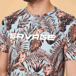 People by Pantaloons Blue Cotton Slim Fit Printed T-Shirt image 5