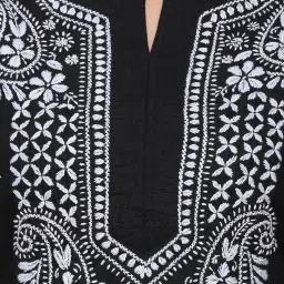 PARAMOUNT CHIKAN Black Cotton Embroidered Straight Kurta image 5