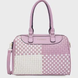 Caprese Pink & White Checks Medium Handbag-image-19