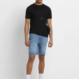 Forever 21 Light Blue Cotton Regular Fit Denim Shorts image 5