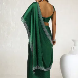 Soch Green Satin Embellished Saree with Unstitched Blouse image 2