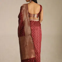 Soch Maroon Other Woven Design Saree With Unstitched Blouse image 2