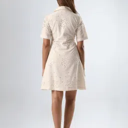 RAREISM Off White Cotton Embroidered Dress image 2