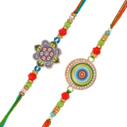 Aapno Rajasthan Set of 2 Multicolor Beads Rakhi image 2