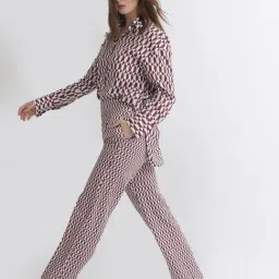 RAREISM Brown Cotton Printed Trousers image 4