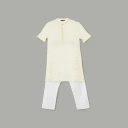 Melange by Lifestyle Boys Off White Printed Kurta Sets-image-10