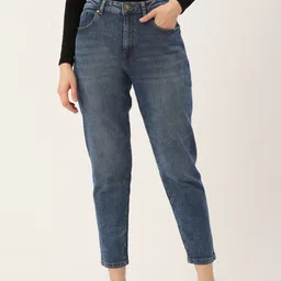 DressBerry Women Blue Boyfriend Fit High-Rise Light Fade Stretchable Jeans-image-59