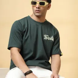 Rigo Dark Green Cotton Printed T-Shirt-image-59