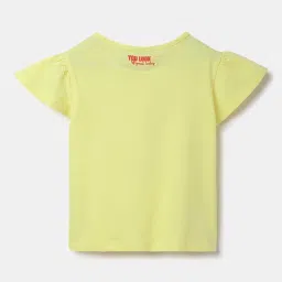 United Colors of Benetton Kids Yellow Cotton Printed T-Shirt image 2