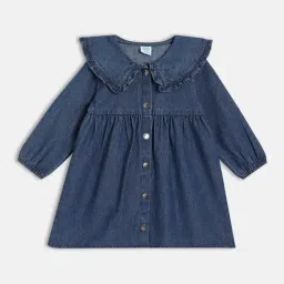 Miniklub Girls Dark Blue Woven Regular Fit Dress-picture-31