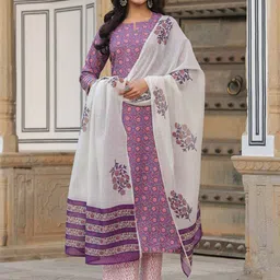 GoSriKi Floral Printed Straight Kurta With Trousers & Dupatta-picture-41