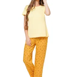 Soie Yellow Printed Pyjamas image 4