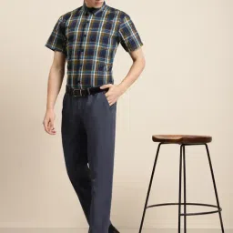 Sojanya Navy Cotton Regular Fit Checks Shirt image 4